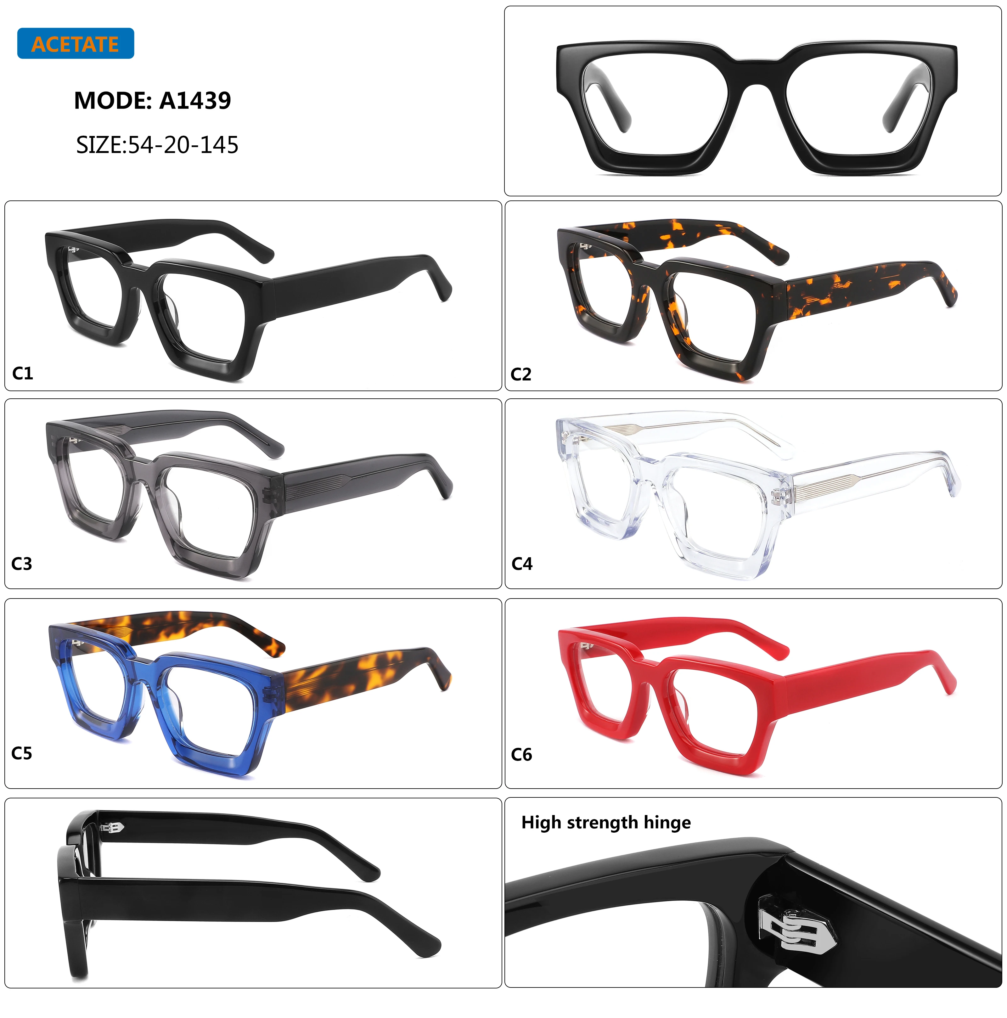 Factory Direct Supply Fashion Square Eyeglasses Frames Unisex Oversized Optical Glasses aperçu 2