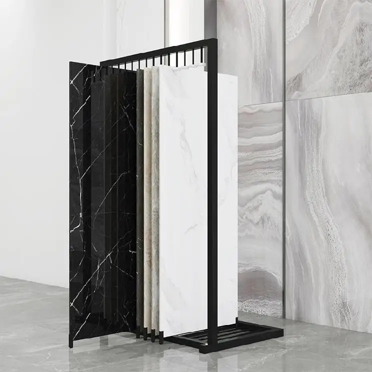 Kainice Customized Stone Sample Showroom Ceramic Marble Push Pull Stand Panel Granite Slab Slider Tile Display Rack