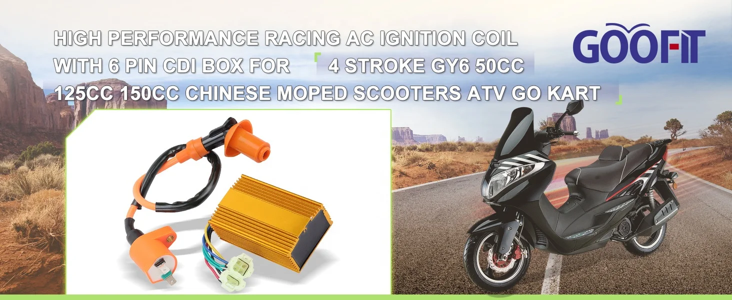GOOFIT 6-Pin CDI Bobina di accensione e Filtro Aria sostituzione per GY6 50cc 60cc 80cc 125cc 150cc ATV Dirt Bike Go Kart ciclomotori e Scooter