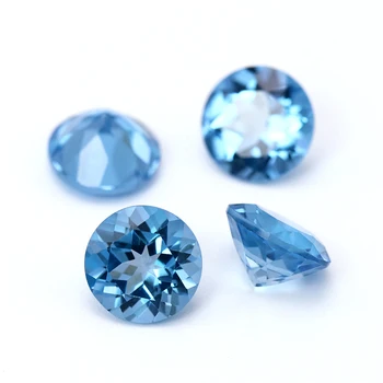 wholesale loose natural gemstone 5mm faceted cut round shape swiss blue topaz