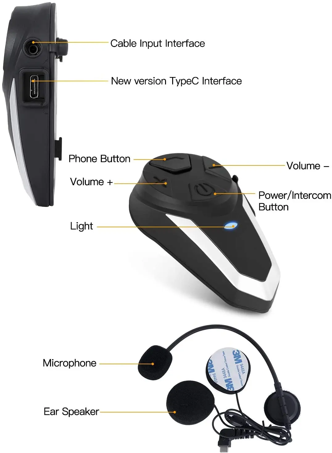 Waterproof Bluetooth Headset BT-S3 Motorcycle Helmet for Riders