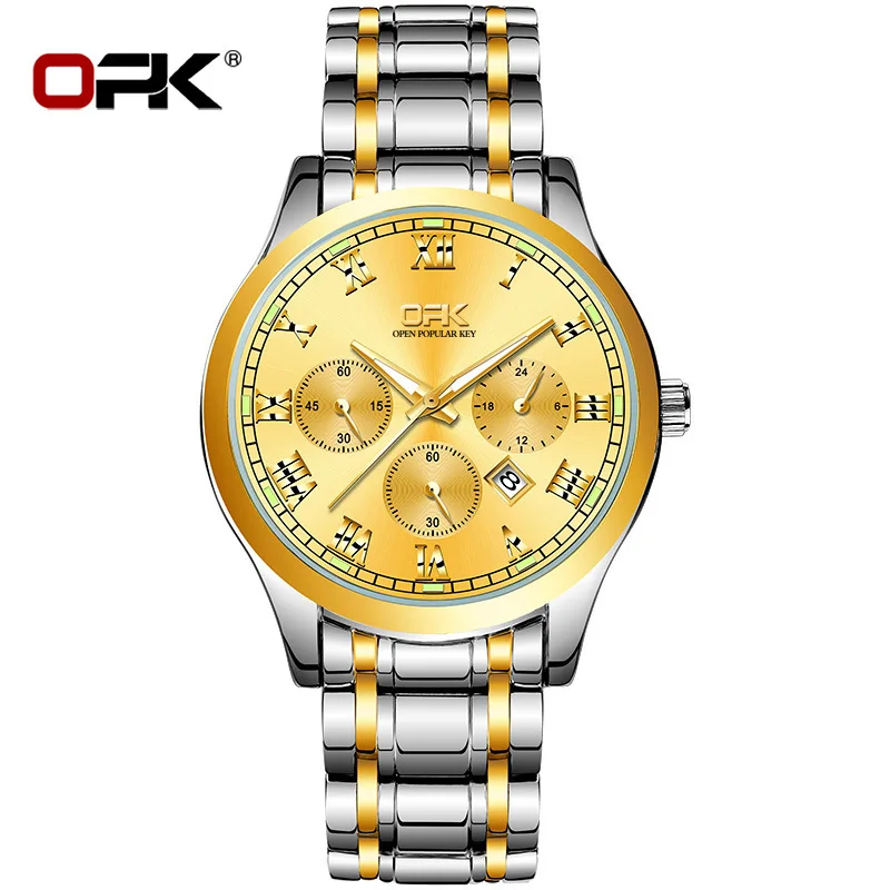OPK 8119 Quartz Watch for Men - Stainless Steel Chronograph, Water