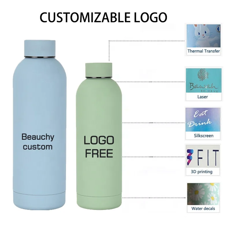 Beauchy Customized Factory 17oz Vacuum Insulated Thermal Drink Bottle Double Wall 500ml 750ml Stainless Steel Water Bottle