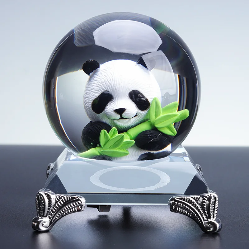 Wholesale New Arrive 3D Animal Flower Design Crystal Ball With Base LED Light lamp For Promotional Gift