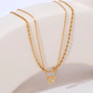 Wholesale Waterproof PVD Plated Women's Stainless Steel Short Choker Necklace Fashion Jewelry with Heart Logo