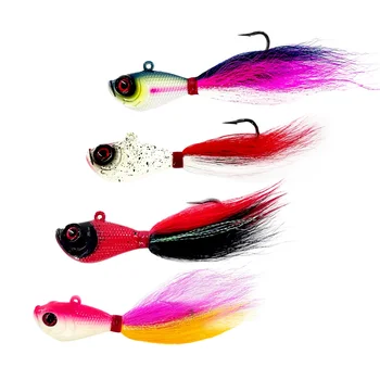 168g 6oz Heavy Metal Lure Jig Lead Head Real Feather Saltwater SWIMBAIT Bucktail for Sea Fishing Trout – Soft Lure – view 2