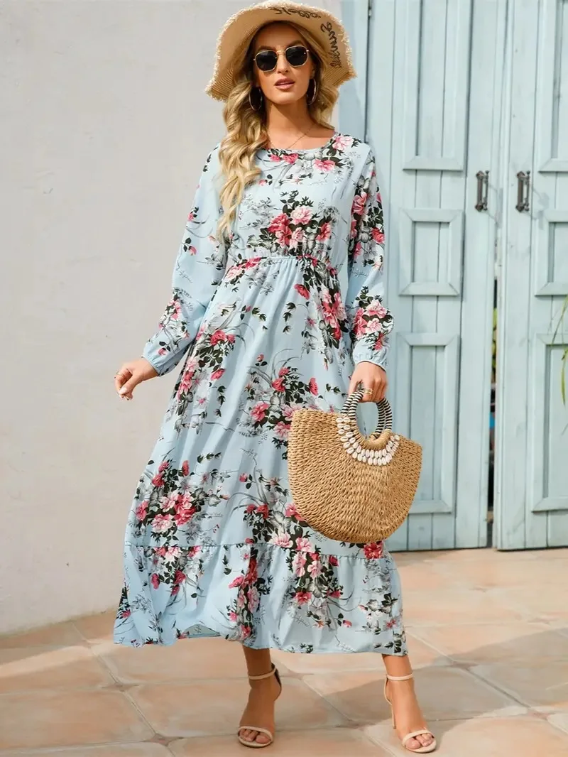 Wholesale logo Long-sleeved Long Dresses Autumn and Winter
