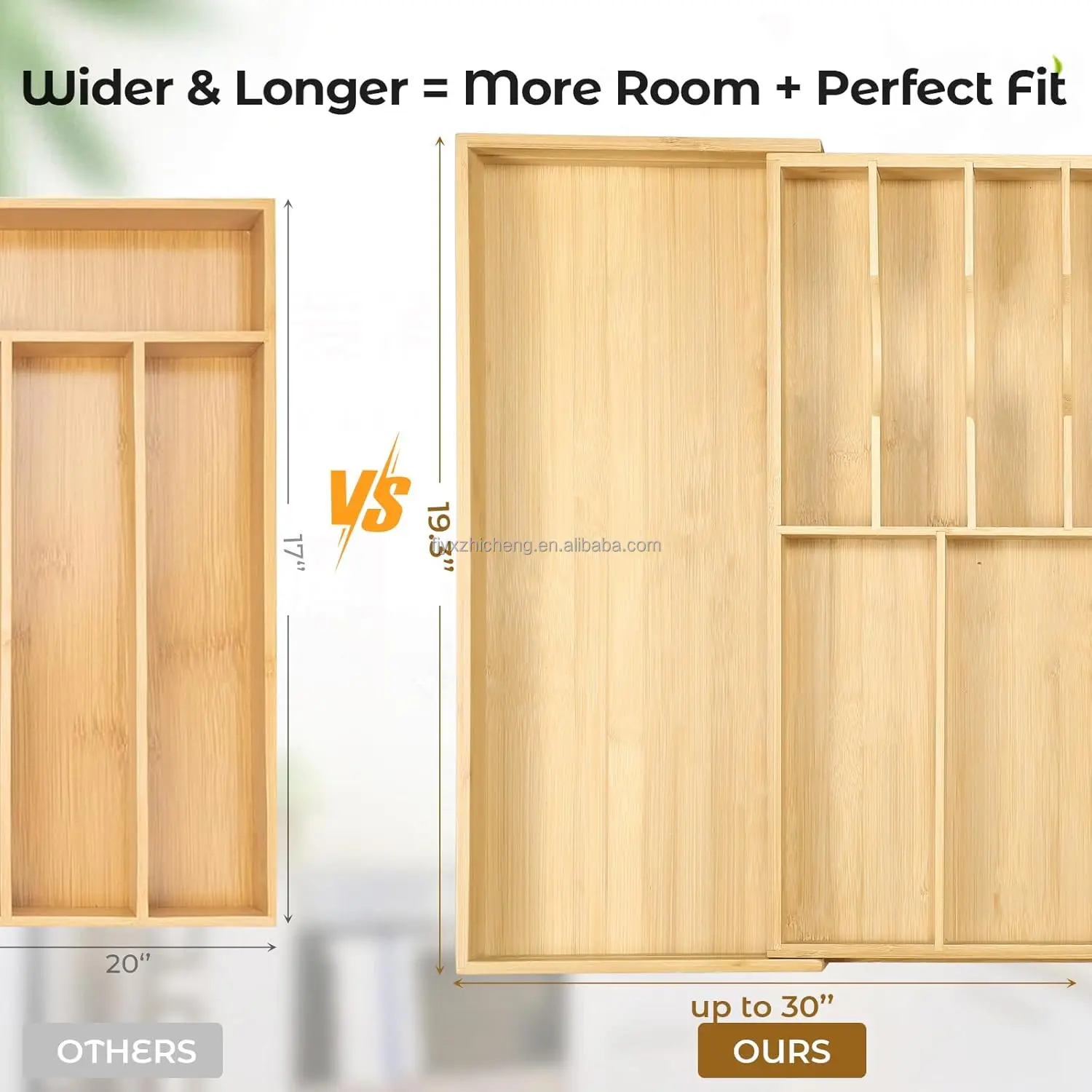 product expandable 167 30 bamboo wood flatware tray large kitchen drawer organizer for cutlery utensils scissors silverware-3