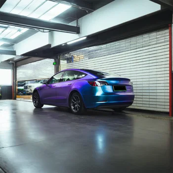 Factory wholesale 1.52*16m  pet car film vinyl wrap rolls for car purple glitter diamond vinyl car wrap