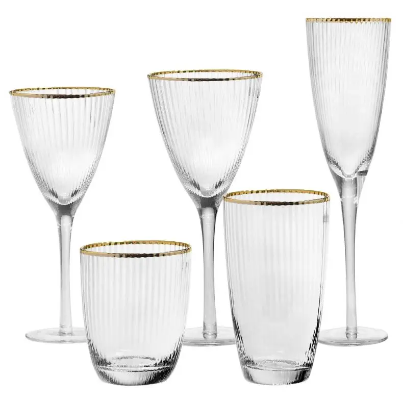 Textured Gold Rim Wine Glasses (Set of 2) Design by H2H at Pernia's Pop Up  Shop 2023