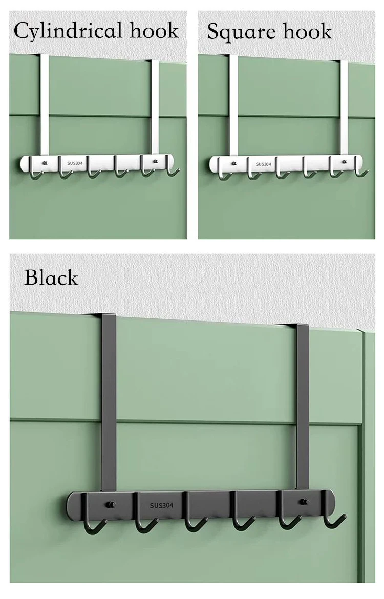 Stainless Steel Over The Door 5 Hook Hanger Over The Door Hook Hanger