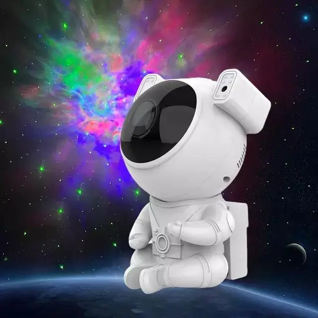 Astronauta Sentado Proyector Galaxia Estrellas Lampara Cuota