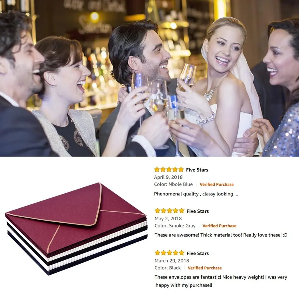 Оптовая продажа розовых конвертов A7 5x7-V конверт с золотой каймой для карт 5x7 и идеально подходит свадеб приглашений