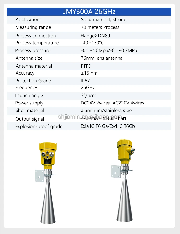 30m cement silo ash powder radar level meter sensor 4-20ma 80g high frequency radar level sensor solid feed silo level sensor