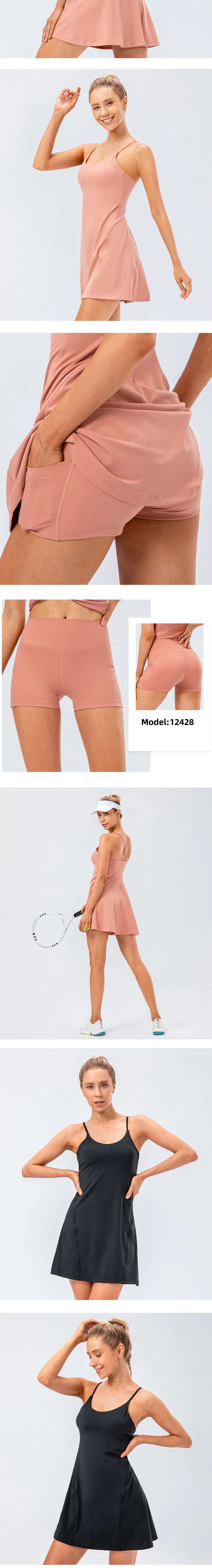 Gym Wear Soft Girls' Two Piece Ladies Tennis Sports Wear Comfortable Soft Compression Golf Dress with Shorts yoga conjuntos factory