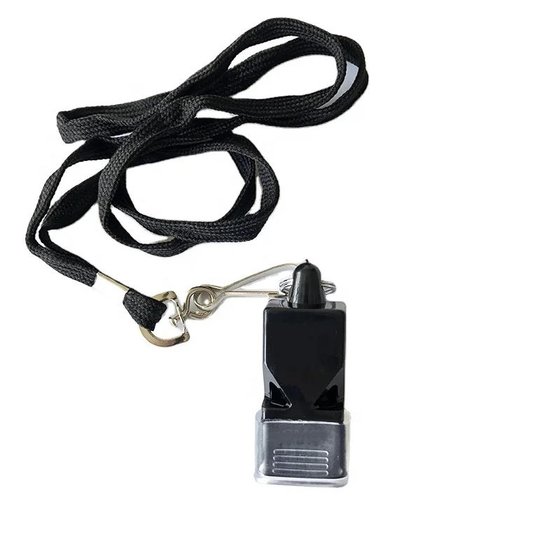 Cheap Traffic Command Soccer Referee Sports Plastic Whistles Classic Fox Mouth Teeth Grip Whistle With Lanyard