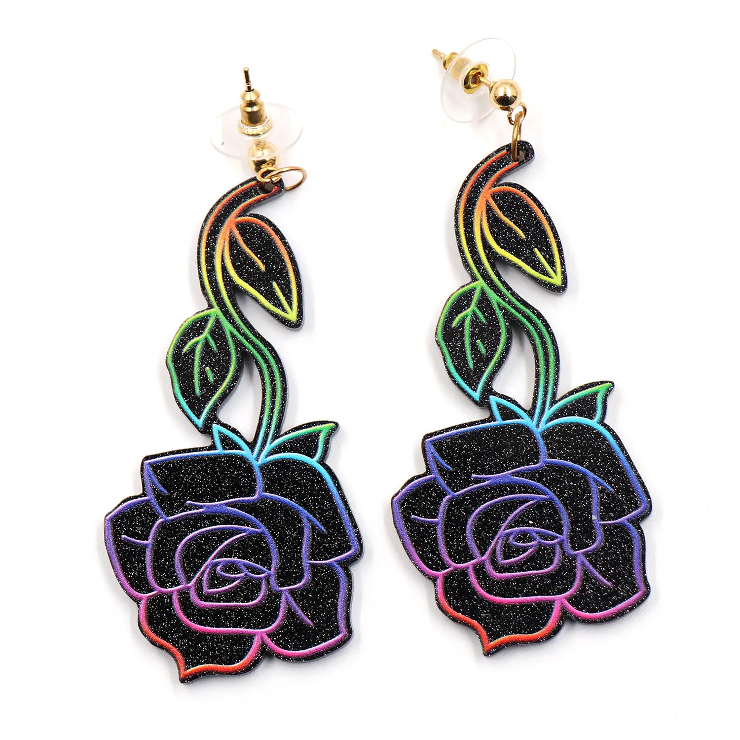 2024 CN New Product ER1774 Trendy Drop Colorful Roses Acrylic Earrings Fine Quality ODM Supply Setting Party Halloween Women