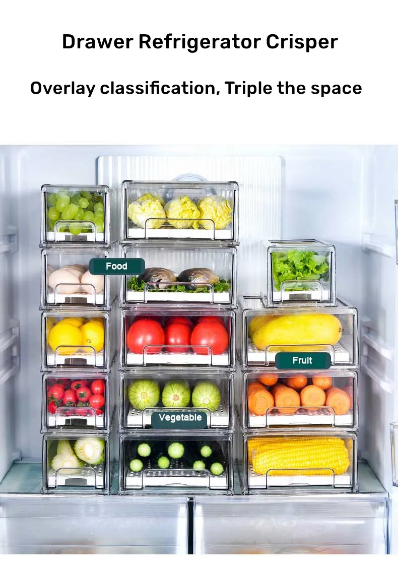 Smart Stacking Food Box Design Transparent PET Stackable Food Storage Boxes for Kitchen