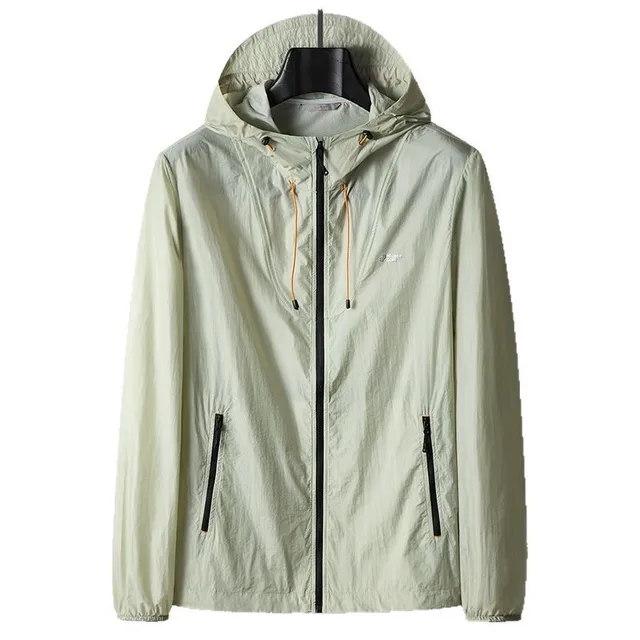 Men's Lightweight Hooded Zipper Sunscreen Suit for Spring Summer 2025 Breathable Casual Outdoor Fishing Wear Pure Color Skin
