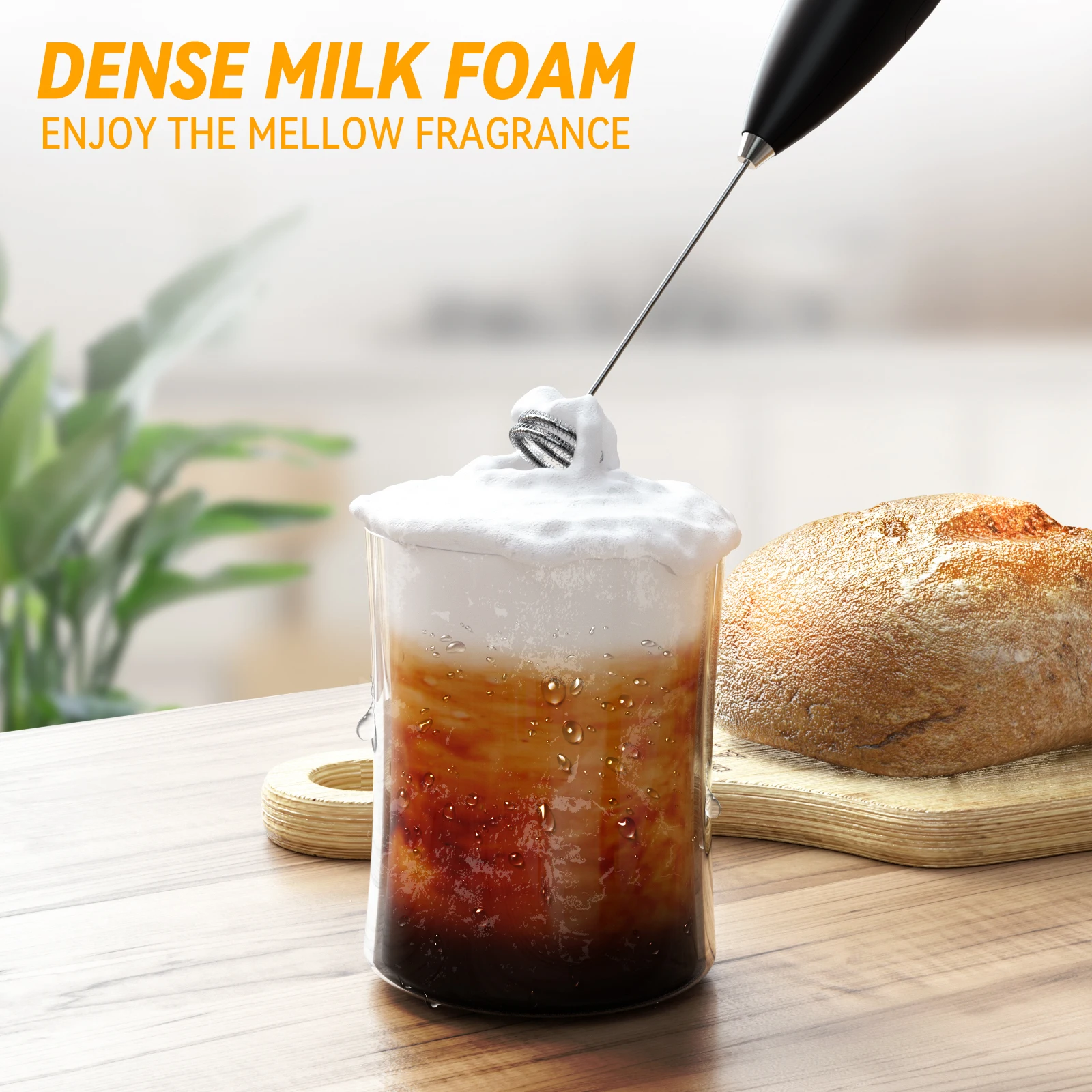 High Quality Hand Foam Maker Manual Handheld Electric Battery Mini Stainless Steel Portable Coffee Machine Whisk Milk Frother