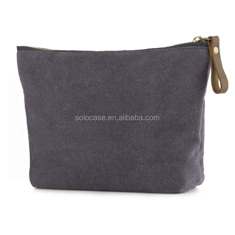 Waxed Linen Canvas Travel Cosmetic Pouch