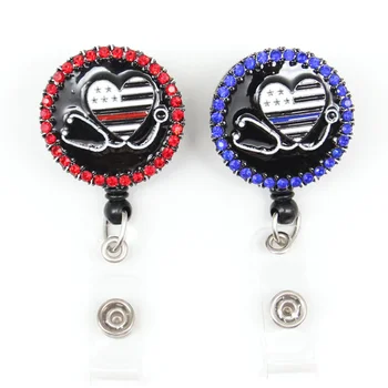 Alligator Clip Stethoscope Retractable Badge Reel Scrub Life Nurse Gift Metal Badge Holder Accessory