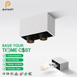 360 Degree Gyro Adjustable Cob LED Spotlight Modern Aluminum Square Surface Mounted Ceiling Dimmable Surface Mounted Down Light