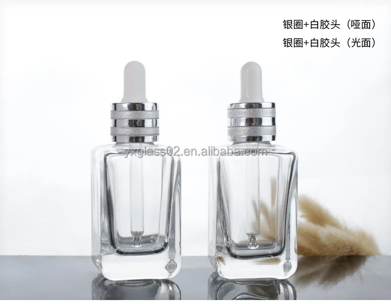 Essential oil glass bottle Same style EsteL Square Serum glass bottle Luxury Square cosmetic packaging Dropper Bottle manufacture