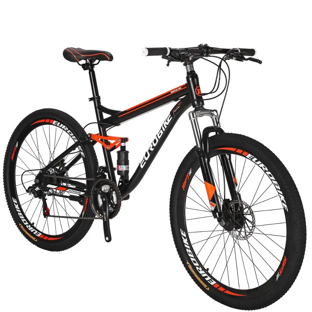 full suspension orange mountain bike