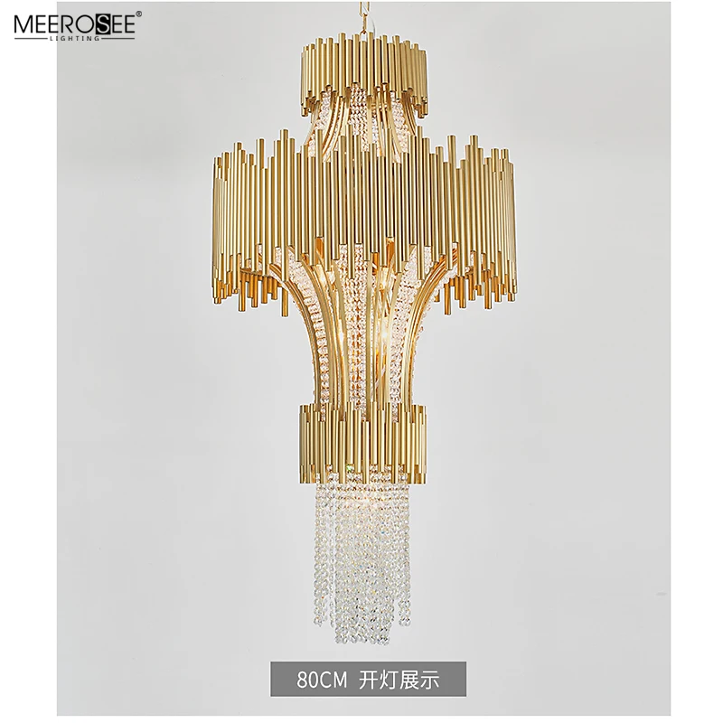 Meerosee Crystal Lamp in Grand Luxury Hotel Hall Lobby Chandelier Modern Uplight Glass Chandelier Lamp MD86802