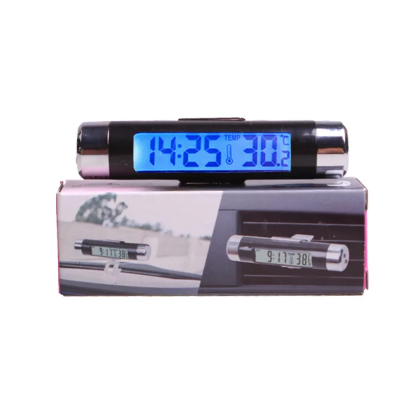 display LCD 2 in 1 mini auto orologio digitale termometro Time monitor ruiting auto orologio elettronico 
