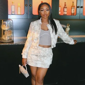 Andmary Zoey stand neck jacket skirt