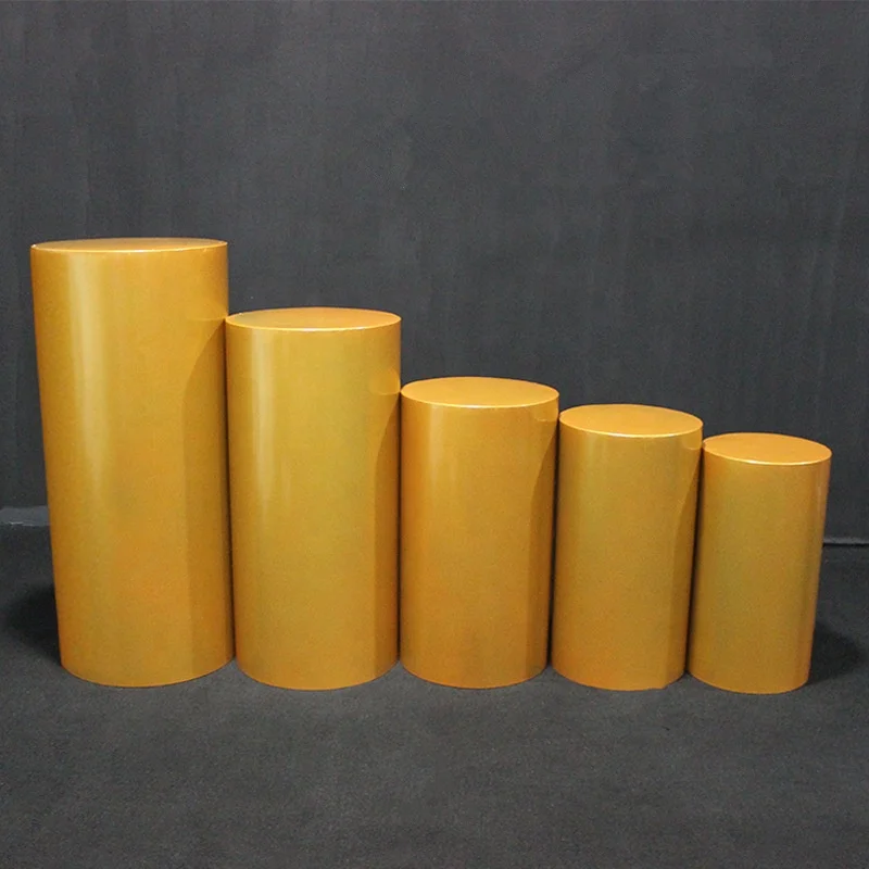 Set of 5 Plinth Iron White Cylinder Plinths Display Stand Dessert Table Stand for Wedding Party Decoration