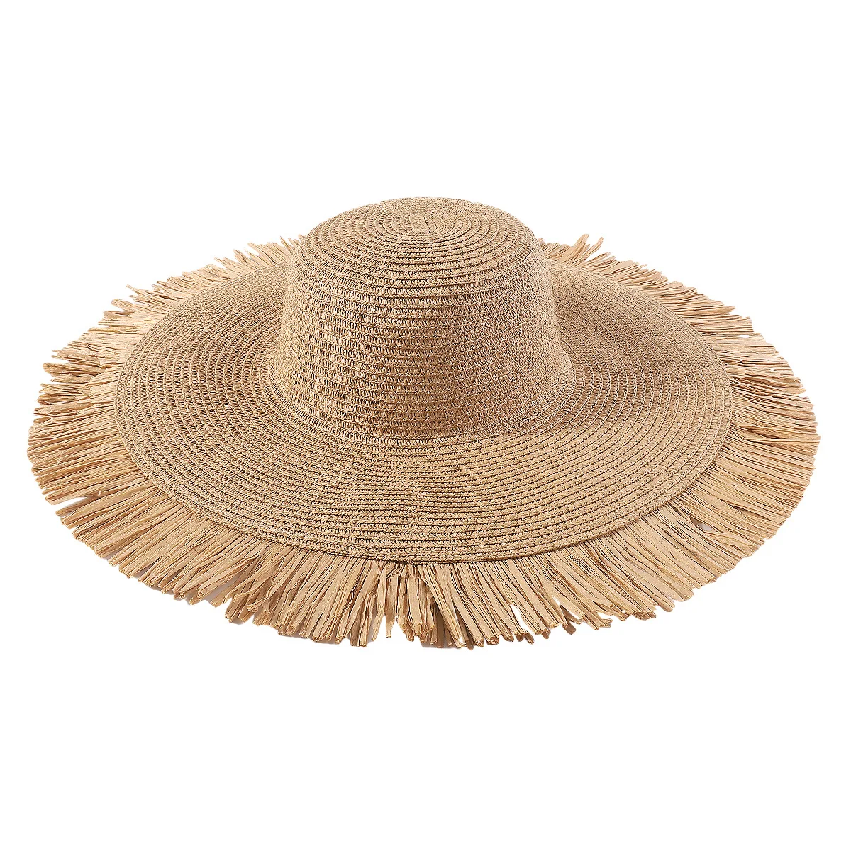 #59 FRAYED EDGE STRAW FLOPPY HAT-BEIGE Floppy Beach Hat with Edge Details – Ruby Joy Boutique main image 4