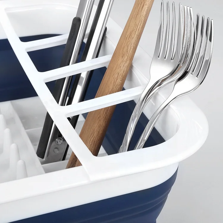 Kitchen Accessories Collapsible Foldable Plastic Rectangular Sink Wash Dish Drainer Drying Rack Basket Utensils Tools