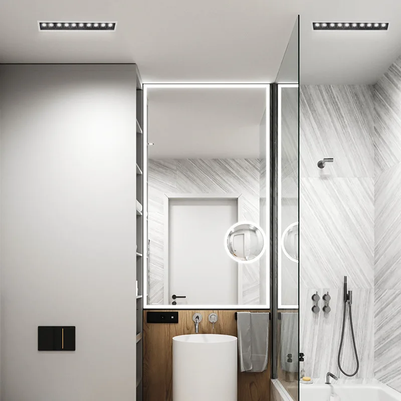 Led Embedded Linear Light Embedded Ceiling Spotlight Rack Adjustable Led Borderless square Grille Light