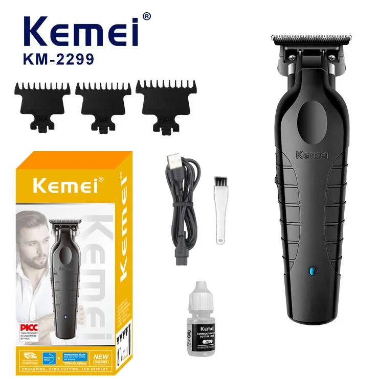 Kemei KM-2299 ماكينة حلاقة احترافية لاسلكية 1200 مللي أمبير في الساعة ماكينة قص الشعر الكهربائية قابلة لإعادة الشحن USB ماكينة قص الشعر