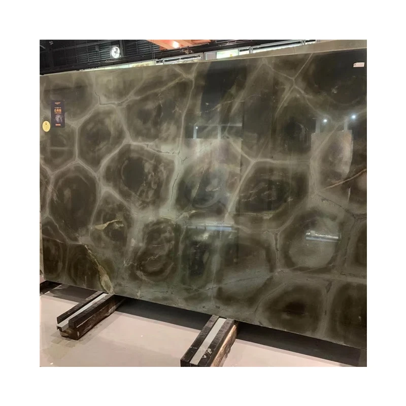 Lembaran Marmer Hijau Kura-Kura Mewah Polished, Verde Classico Hijau Gelap Berbahan Kalsit, Garansi 1 Tahun, Solusi Desain Grafis