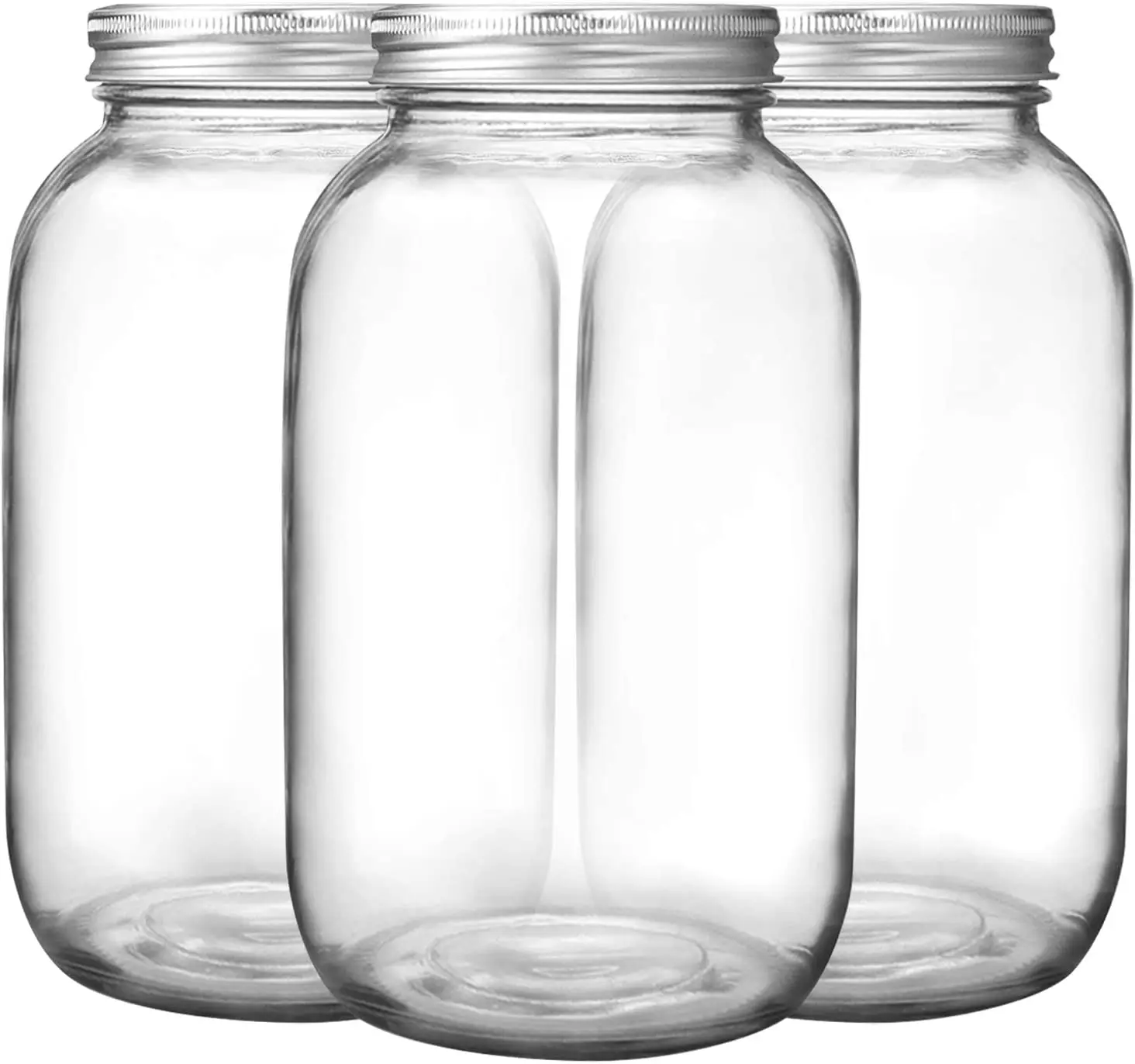 Pack of 6 - Half Gallon Mason Jar Wide Mouth with Airtight Metal Lid - for