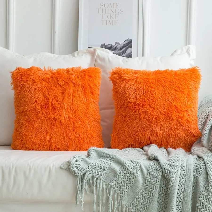 Z363 Luxury Faux Fur Cover Home Car Sofa Decoration Throw Pillow Zipper Closure Cover Removable Throw Pillow Car