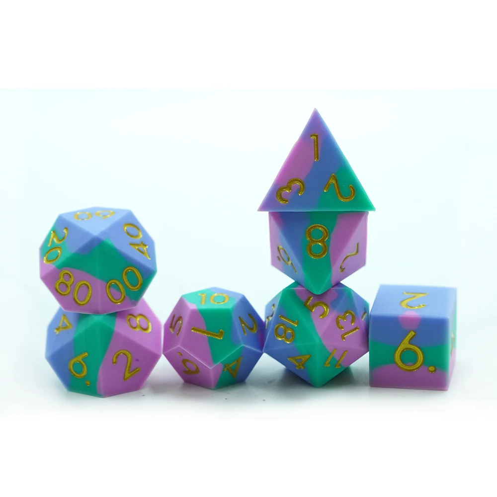 Yushun カスタムシリコン Dnd D4-D20 ダイスセット 新モデル 3色 多面体RPGゲーム用 16mmサイズ 色混合 RPGゲーム用