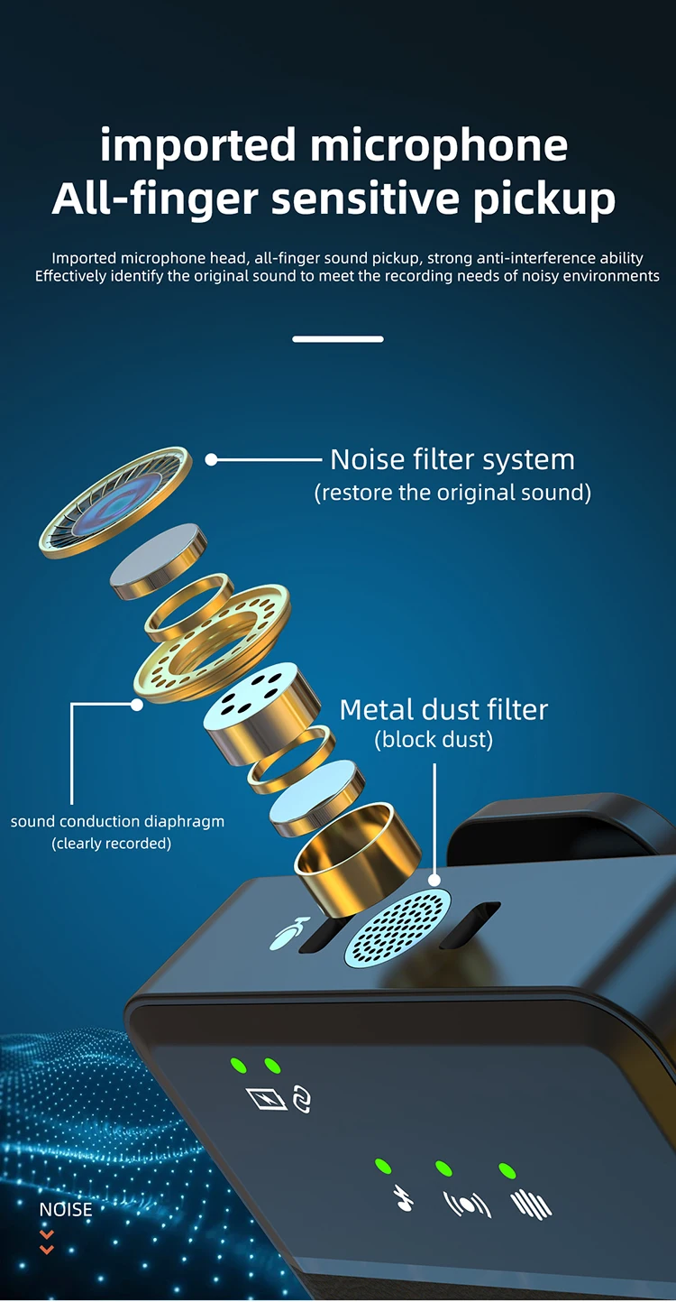 Sx9 Wireless Collar Clip Microphone For Interview Recording Noise