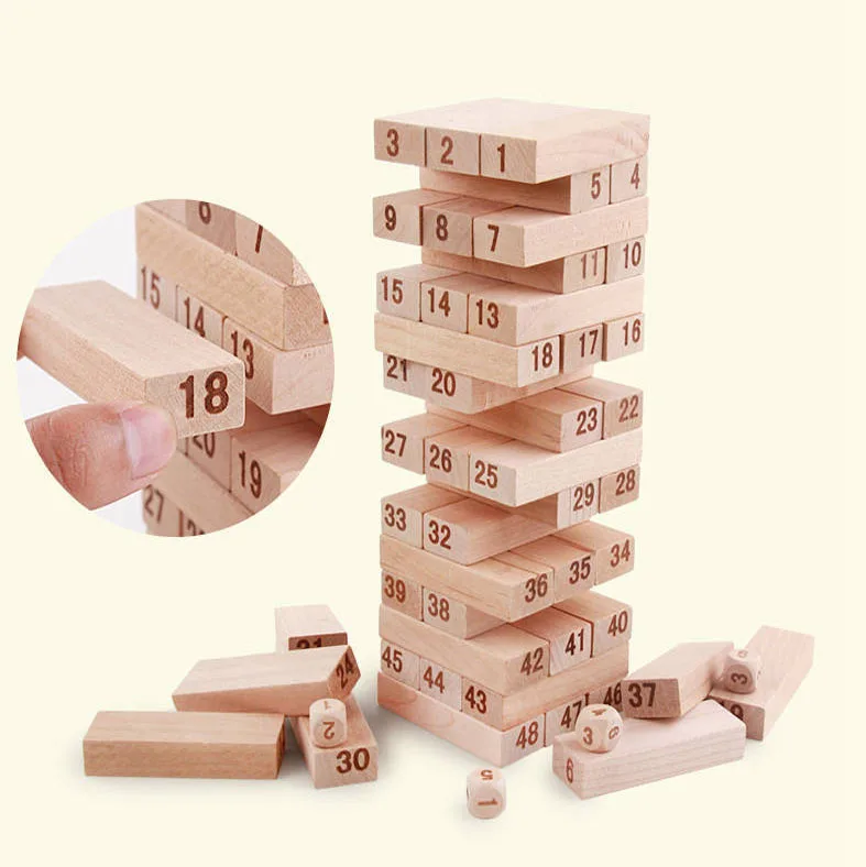 Educational Toys Friends Building Rectangular Block Give Dice Wooden Dominos Building Blocks Wooden Tumble Tower