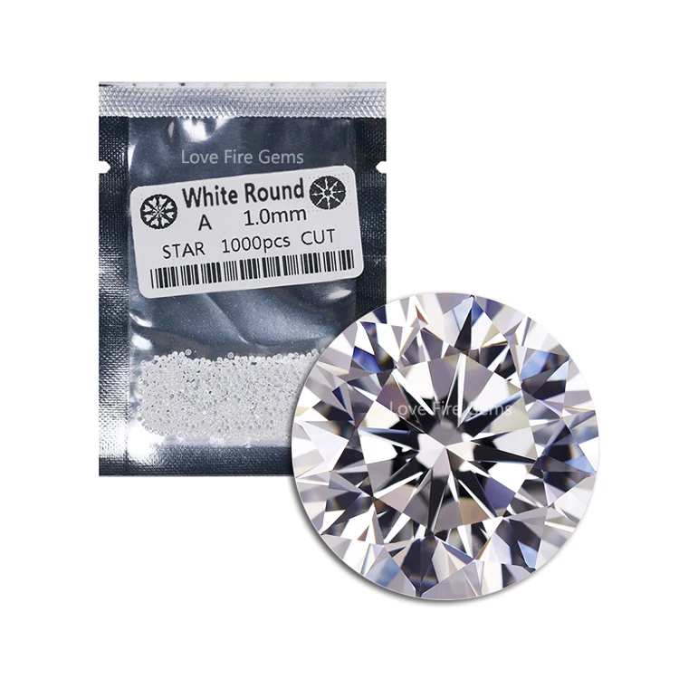 Wholesale 1000pcs/pack 1.0mm round shape star cut white A grade
