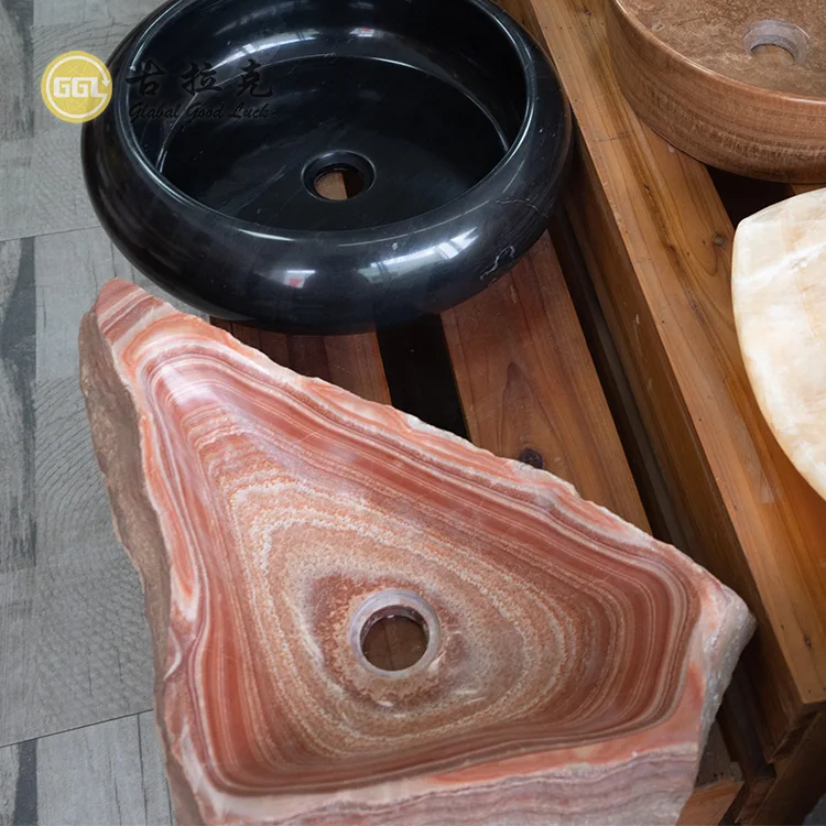 Custom Made Nature Stone Art Bathroom  Wash Stone Bowl Sink Basin details