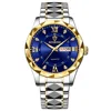 14 blue dial gold case silver gold steel strap - for men