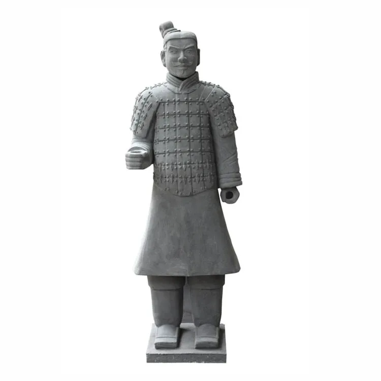 伝統的な石彫 立像 中型 アンティーク古代中国兵士像等身大花崗岩石灰岩テラコッタ戦士