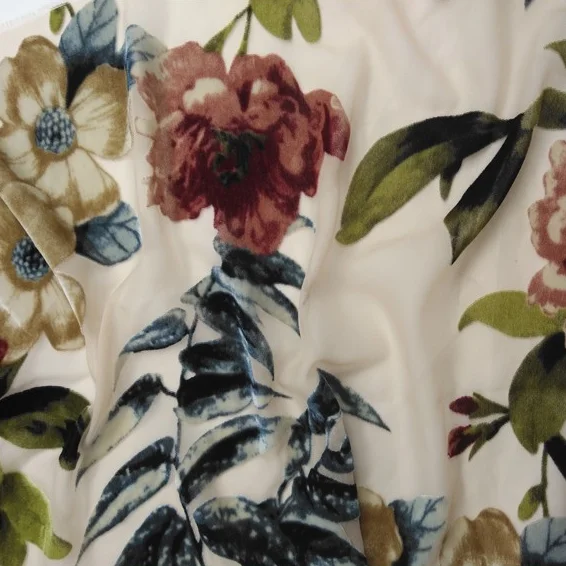 
 Лидер продаж, шелковая бархатная ткань из нейлона и вискозы с цветочным принтом  