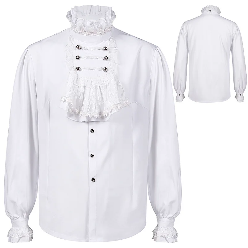 Crubelon Mens Pirate Shirt Vampire Renaissance Medieval Victorian Gothic  Clothin