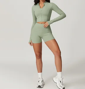 Active Wear Sports Bra Top Yoga Jacket Running Shorts Workout Sets for Women Sportswear Gym Fitness Set